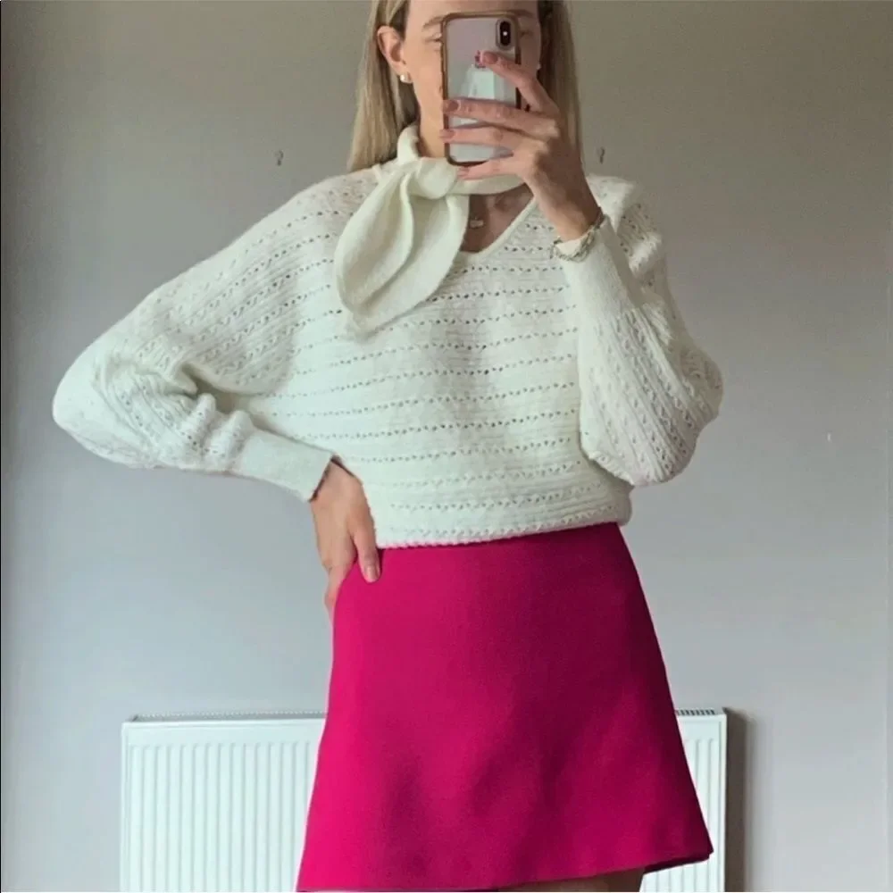 Zara bow collar knit sweater